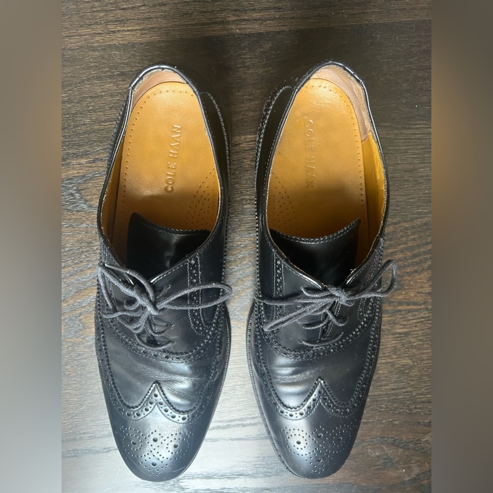 Cole Haan Nike Air Black Wingtip Dress Shoes Size 12M